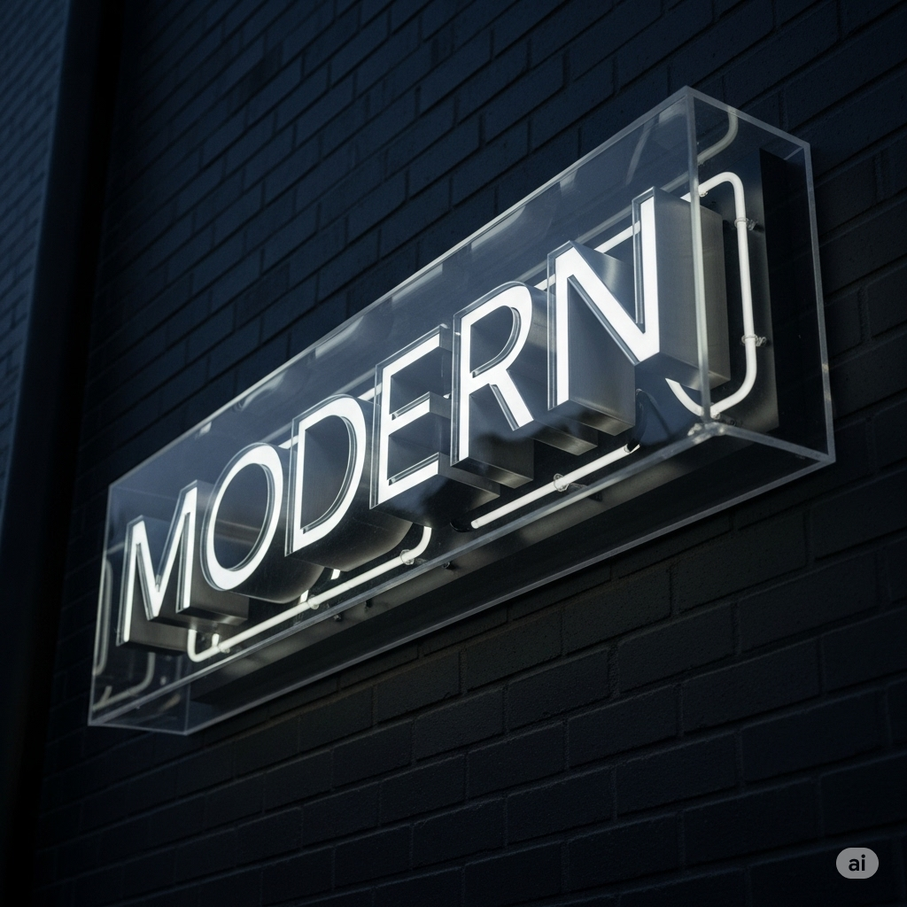 Neon Box Huruf Timbul Kombinasi Akrilik dan Stainless