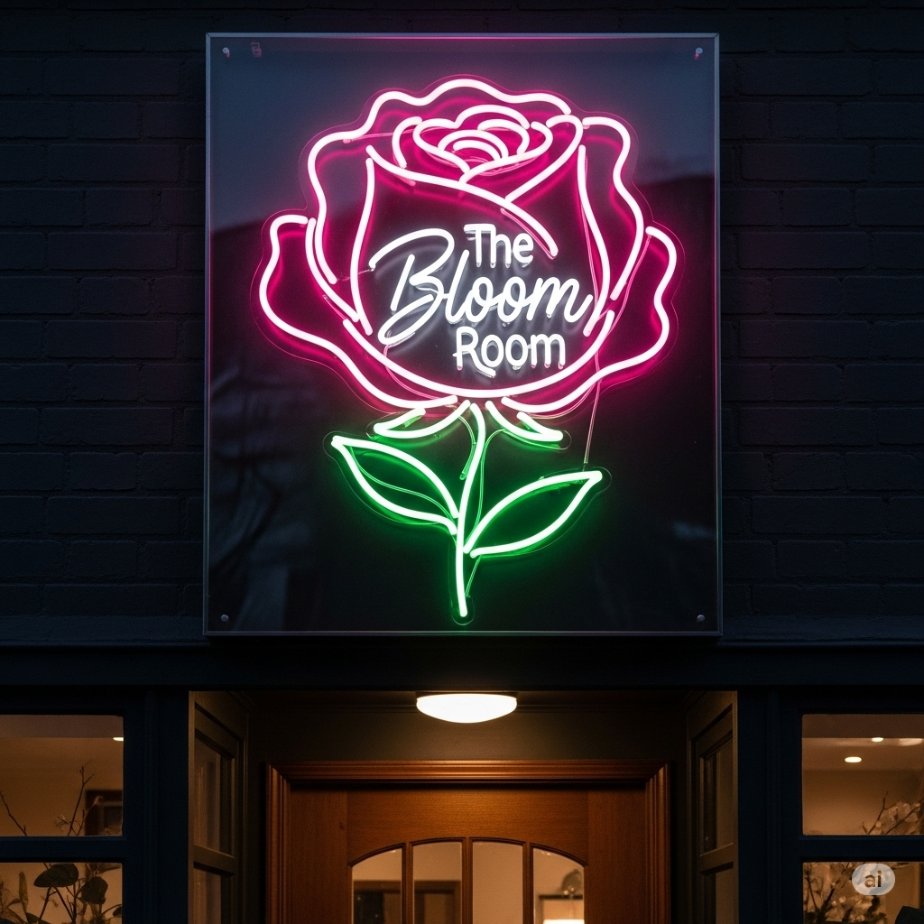 Desain Neon Box Unik untuk Toko Bunga Estetik