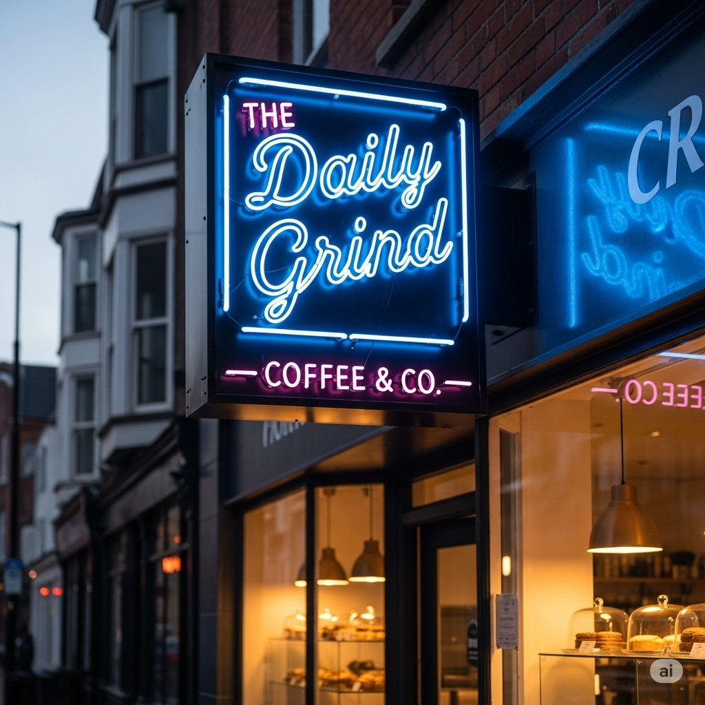 Neon Box dengan Desain Lettering Custom